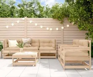 vidaXL Set mobilier relaxare de grădină & perne 6 piese lemn masiv pin