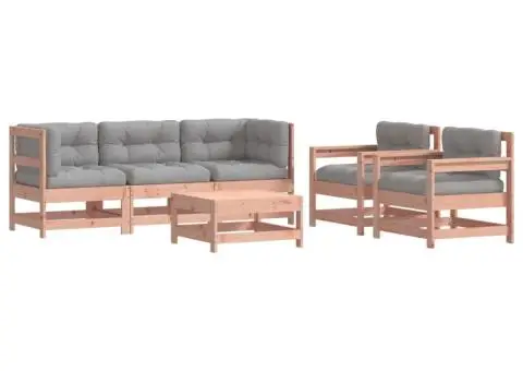 Set mobilier de grădină cu perne, 6 piese, lemn masiv Douglas - 2/5