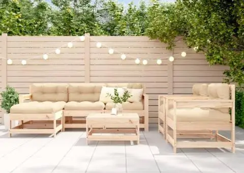 Set mobilier de grădină cu perne, 7 piese, lemn masiv - 1/5