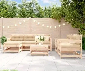vidaXL Set mobilier de grădină cu perne, 7 piese, lemn masiv