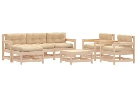 Set mobilier de grădină cu perne, 7 piese, lemn masiv - 2/5