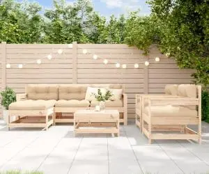 vidaXL Set mobilier de grădină cu perne, 7 piese, lemn masiv