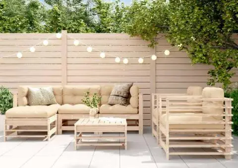 Set mobilier de grădină cu perne, 7 piese, lemn masiv - 1/5