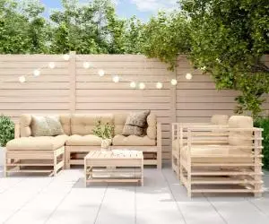 vidaXL Set mobilier de grădină cu perne, 7 piese, lemn masiv