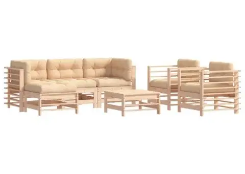 Set mobilier de grădină cu perne, 7 piese, lemn masiv - 2/5