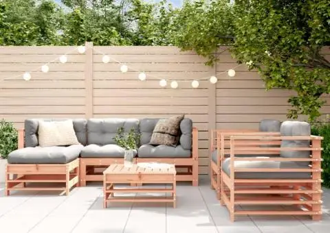 Set mobilier de grădină cu perne, 7 piese, lemn masiv douglas - 1/5