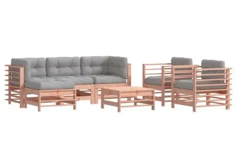 Set mobilier de grădină cu perne, 7 piese, lemn masiv douglas - 2/5