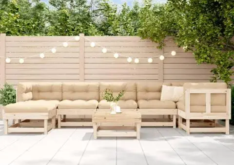 Set mobilier de grădină cu perne, 8 piese, lemn masiv - 1/5