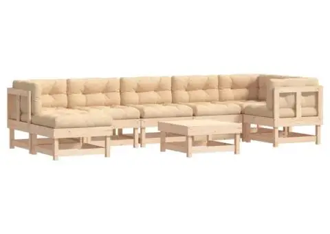 Set mobilier de grădină cu perne, 8 piese, lemn masiv - 2/5