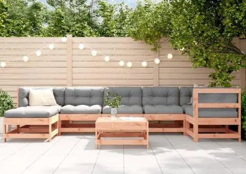 Set mobilier de grădină cu perne, 8 piese, lemn masiv douglas - 1/5