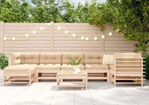 Set mobilier de grădină cu perne, 8 piese, lemn masiv - 1/5