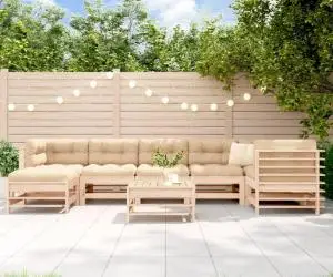 vidaXL Set mobilier de grădină cu perne, 8 piese, lemn masiv