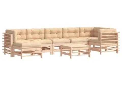 Set mobilier de grădină cu perne, 8 piese, lemn masiv - 2/5