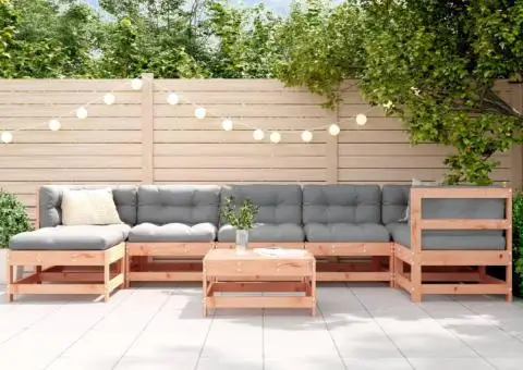 Set mobilier de grădină cu perne, 8 piese, lemn masiv douglas - 1/5