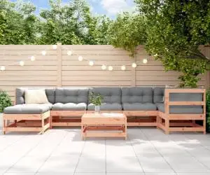vidaXL Set mobilier de grădină cu perne, 8 piese, lemn masiv douglas