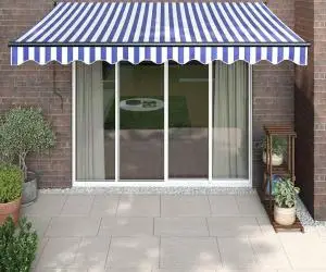 vidaXL Copertina automată retractabilă, albastru și alb, 3,5x2,5 m