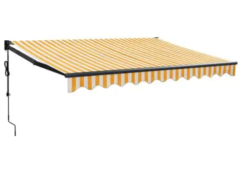 Copertină retractabilă automată, galben și alb, 3x2,5 m - 2/5