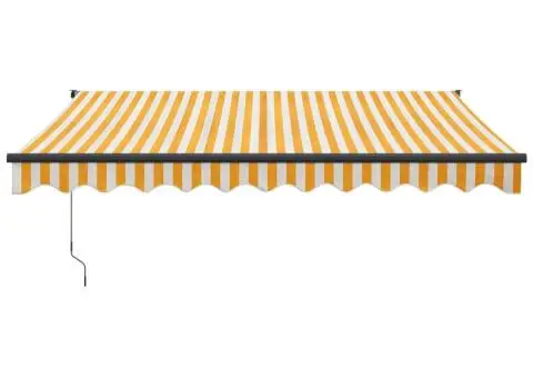 Copertină retractabilă automată, galben și alb, 3x2,5 m - 3/5