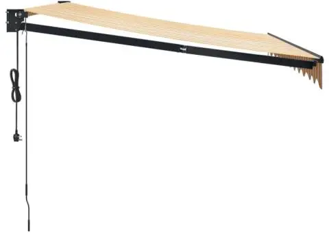 Copertină retractabilă automată, galben și alb, 3x2,5 m - 4/5