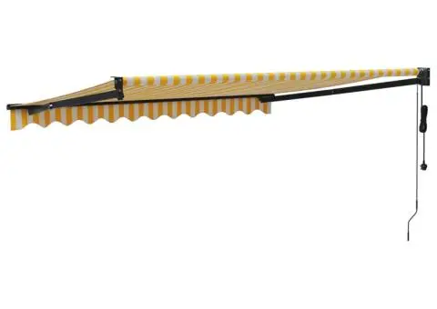 Copertină retractabilă automată, galben și alb, 3x2,5 m - 5/5
