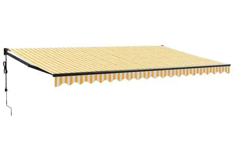 Copertină retractabilă automată, galben și alb, 5x3 m - 2/5