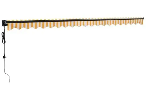 Copertină retractabilă automată, galben și alb, 5x3 m - 4/5