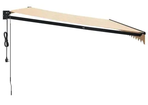 Copertină retractabilă automată, galben și alb, 5x3 m - 5/5