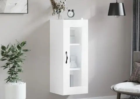 Dulap montat pe perete, alb extralucios, 34,5x34x90 cm - 1/5