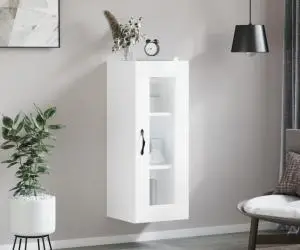vidaXL Dulap montat pe perete, alb extralucios, 34,5x34x90 cm