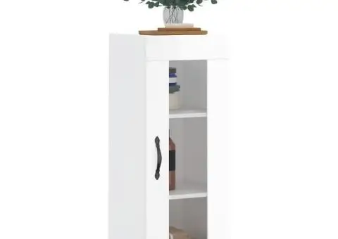 Dulap montat pe perete, alb extralucios, 34,5x34x90 cm - 3/5