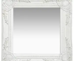 vidaXL Oglindă de perete în stil baroc, alb, 40 x 40 cm