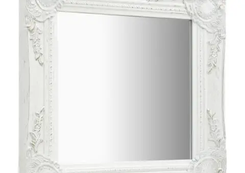 Oglindă de perete în stil baroc, alb, 40 x 40 cm - 2/5