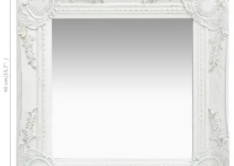Oglindă de perete în stil baroc, alb, 40 x 40 cm - 5/5