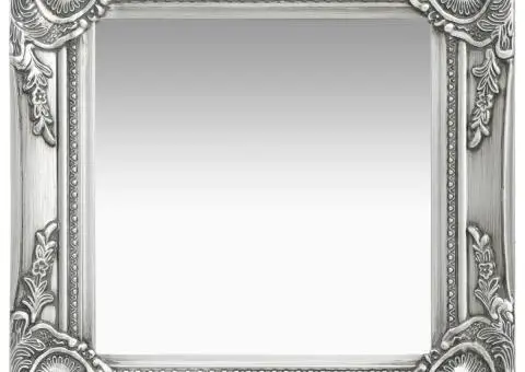 Oglindă de perete în stil baroc, argintiu, 40 x 40 cm - 1/5
