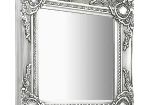 Oglindă de perete în stil baroc, argintiu, 40 x 40 cm - 2/5