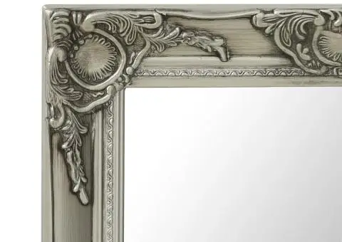 Oglindă de perete în stil baroc, argintiu, 50 x 40 cm - 4/5