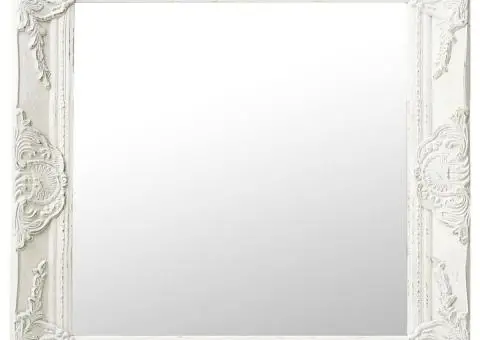 Oglindă de perete în stil baroc, alb, 50 x 50 cm - 1/5