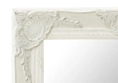 Oglindă de perete în stil baroc, alb, 50 x 50 cm - 4/5