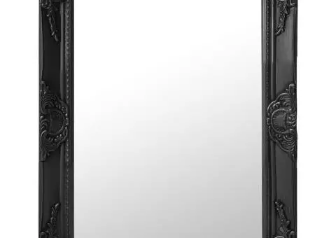 Oglindă de perete în stil baroc, negru, 50 x 60 cm - 1/5