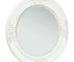 vidaXL Oglindă de perete în stil baroc, alb, 50 cm