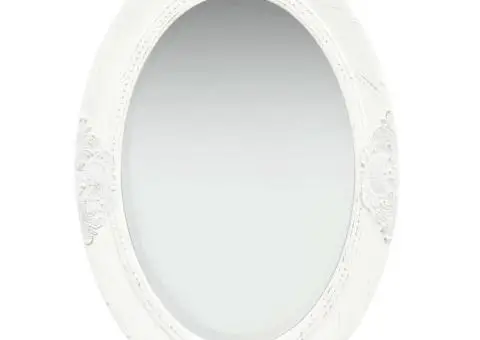 Oglindă de perete în stil baroc, alb, 50 x 70 cm - 1/5