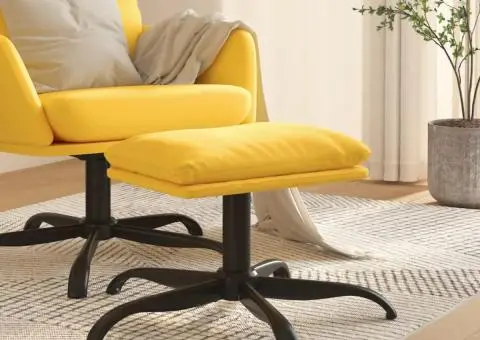 Taburet, galben muștar, 60x60x36 cm, material textil - 1/5