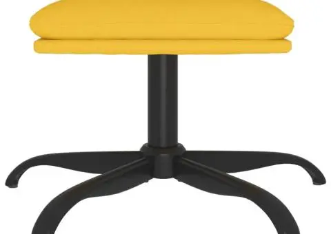 Taburet, galben muștar, 60x60x36 cm, material textil - 3/5