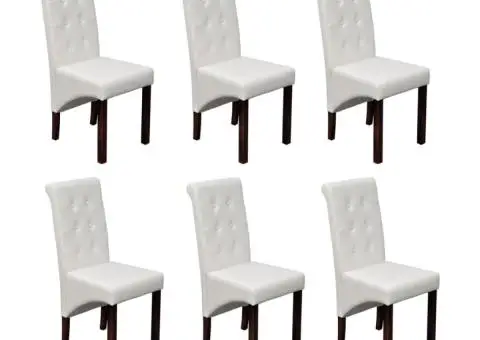 Scaune de bucătărie, 6 buc., alb, piele ecologică - 1/5