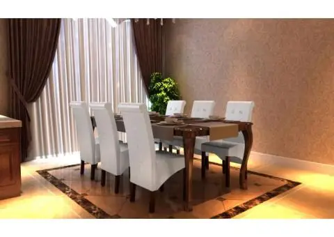 Scaune de bucătărie, 6 buc., alb, piele ecologică - 2/5