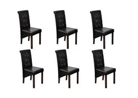 Scaune de bucătărie, 6 buc., maro, piele ecologică - 1/5