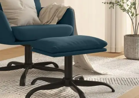 Taburet, albastru, 60x60x36, catifea - 1/5