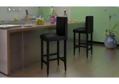 Scaune de bar, 4 buc., negru, piele ecologică - 1/5