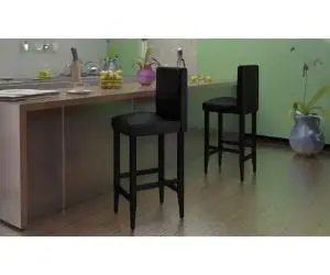 vidaXL Scaune de bar, 4 buc., negru, piele ecologică