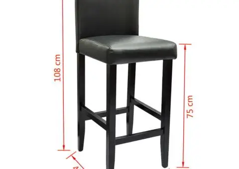 Scaune de bar, 4 buc., negru, piele ecologică - 5/5